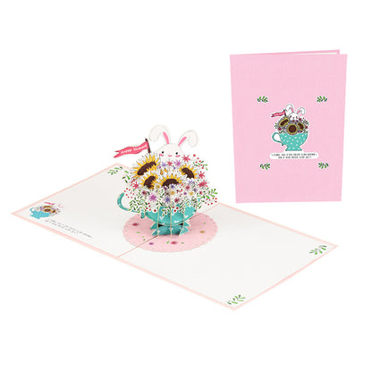 Flower Cup Bunny Birthday