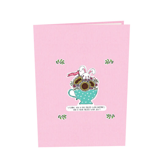 Flower Cup Bunny Birthday